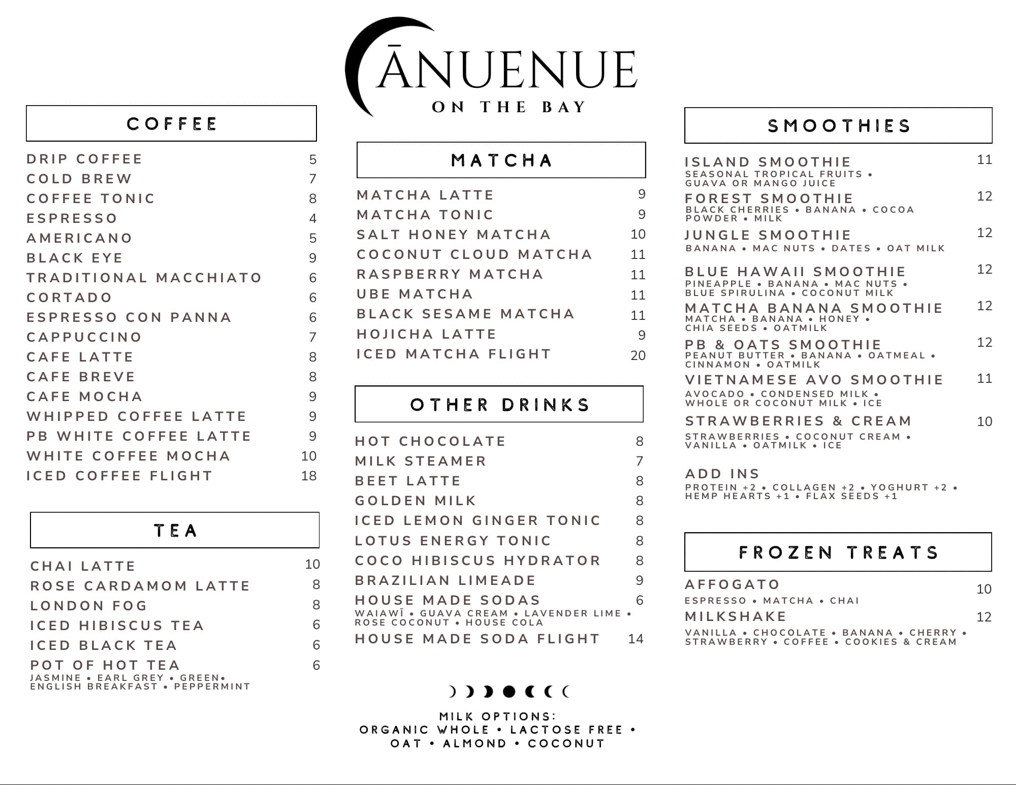 Printed Lite Faire menu with burritos, wraps, soup, and oatmeal